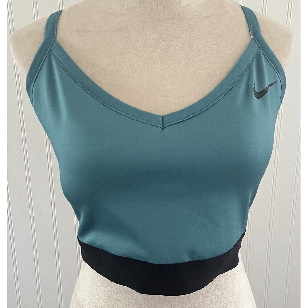 Nike Swoosh Teal & Black Support Pro Indy Sports Bra Razor Back Adj Straps 1X